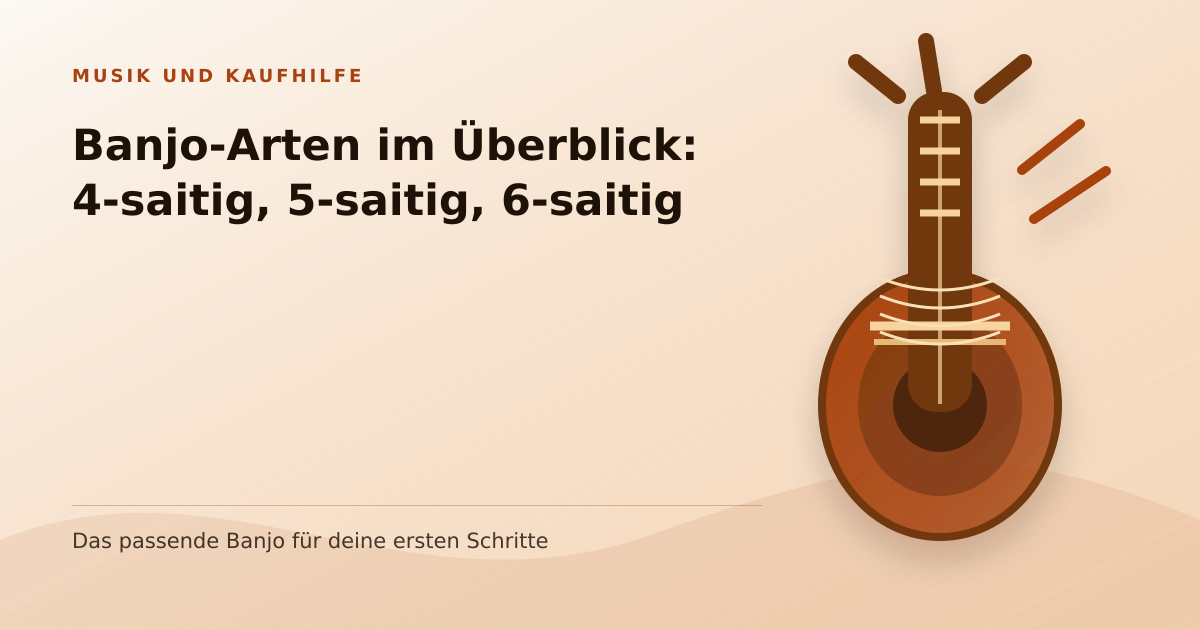 Illustration: Banjo-Arten im Überblick: 4-saitig, 5-saitig, 6-saitig